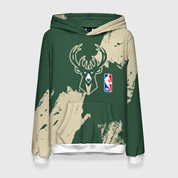 Толстовка-худи женская Милуоки Бакс - разлитая краска, цвет: 3D-белый