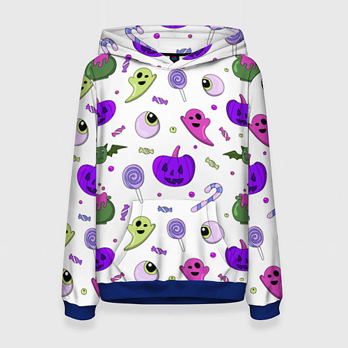 Женская толстовка Halloween purple pumpkin pattern / 3D-Синий – фото 1