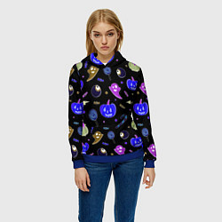 Толстовка-худи женская Halloween blue black pumpkin, цвет: 3D-синий — фото 2