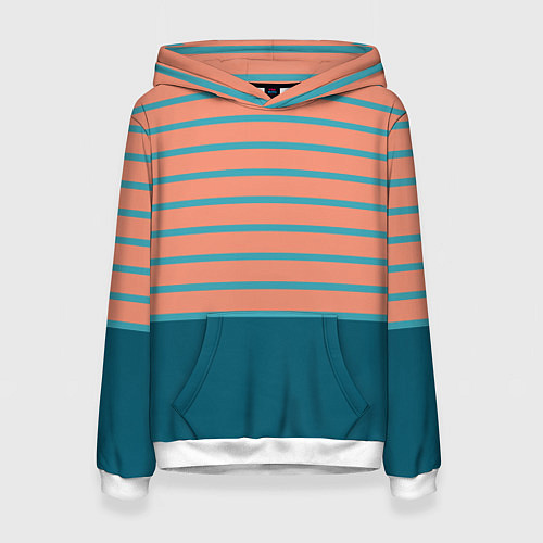 Женская толстовка Полосатый мандариновый морской рассвет / 3D-Белый – фото 1