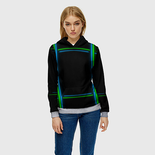 Женская толстовка Neon green light blue / 3D-Меланж – фото 3