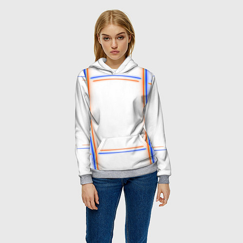 Женская толстовка Neon white orange blue / 3D-Меланж – фото 3