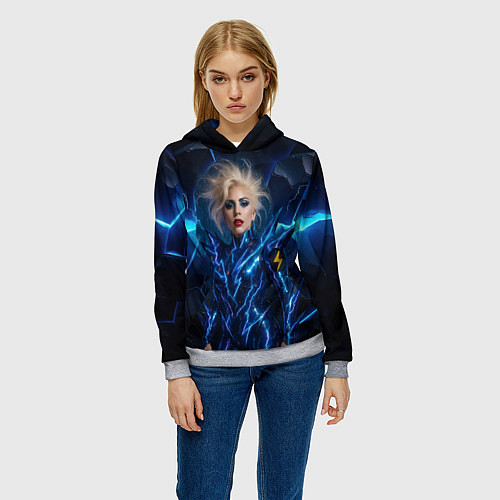 Женская толстовка Леди Гага женщина молния / 3D-Меланж – фото 3