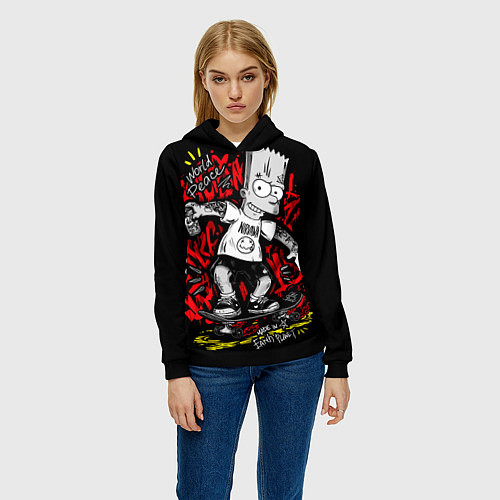 Женская толстовка Барт в татуировках / 3D-Черный – фото 3