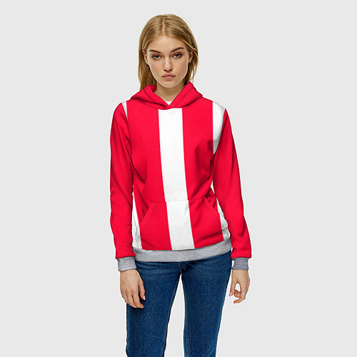 Женская толстовка Color red white line / 3D-Меланж – фото 3