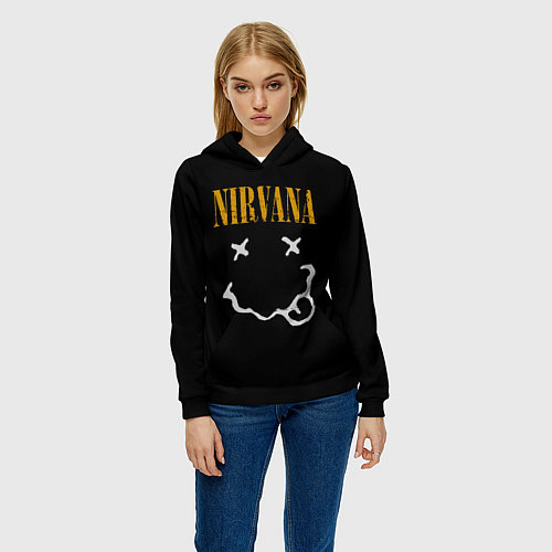 Женская толстовка Nirvana rock music / 3D-Черный – фото 3