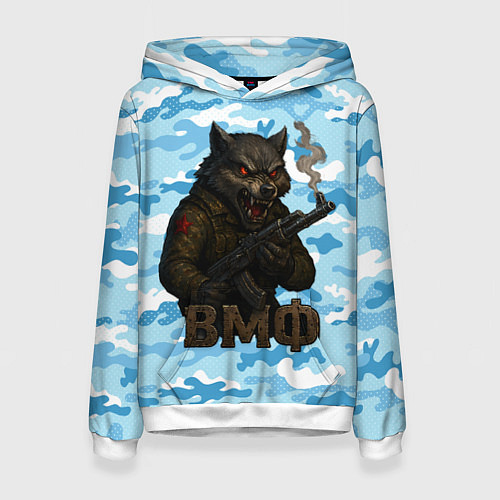 Женская толстовка Волк с красными глазами ВМФ / 3D-Белый – фото 1