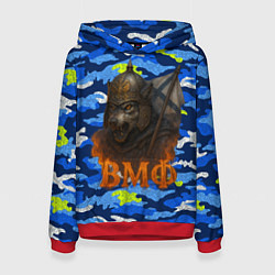 Толстовка-худи женская ВМФ злой медведь в шлеме, цвет: 3D-красный