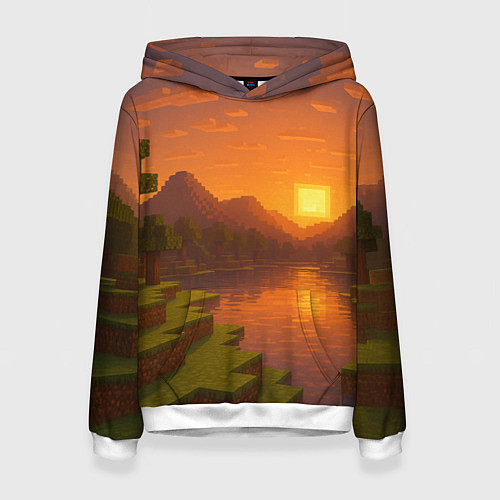 Женская толстовка Закат - Minecraft / 3D-Белый – фото 1