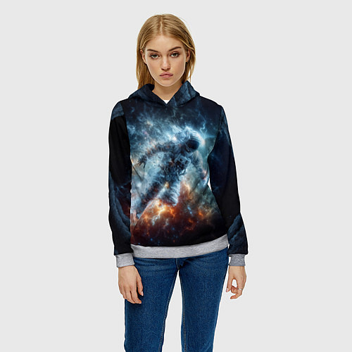 Женская толстовка Космонавт парит в космосе среди звезд / 3D-Меланж – фото 3