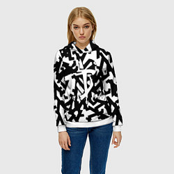 Толстовка-худи женская Doom x half life pattern, цвет: 3D-белый — фото 2