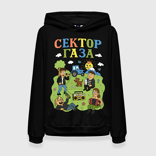 Женская толстовка Сектор газа, мультяшный стиль / 3D-Черный – фото 1