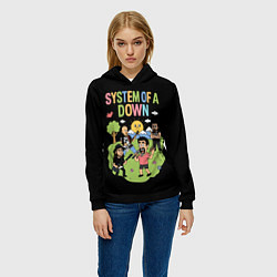 Толстовка-худи женская System of a Down мультяшный, цвет: 3D-черный — фото 2