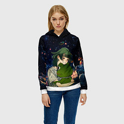 Толстовка-худи женская МаоМао и Лягушонок Пепе - Монолог Фармацевта, цвет: 3D-белый — фото 2