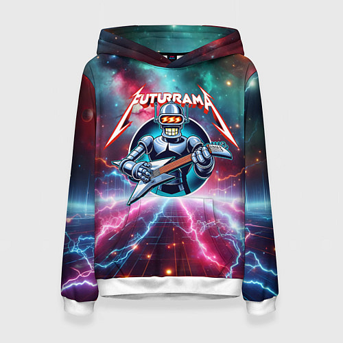 Женская толстовка Гитарист Бендер рок группы Футурама / 3D-Белый – фото 1