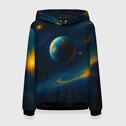Толстовка-худи женская Пространство Вселенной, цвет: 3D-черный