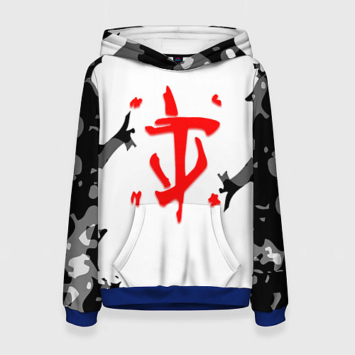 Женская толстовка Doom лого камуфляж текстура / 3D-Синий – фото 1