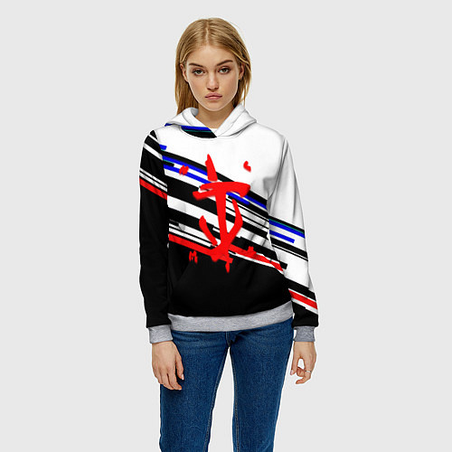 Женская толстовка Doom line color / 3D-Меланж – фото 3