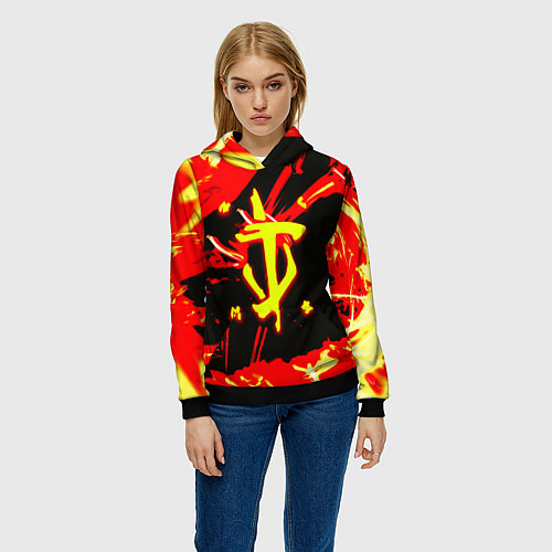 Женская толстовка Doom огненный / 3D-Черный – фото 3