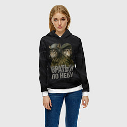 Толстовка-худи женская Братья по небу ВДВ волки, цвет: 3D-белый — фото 2