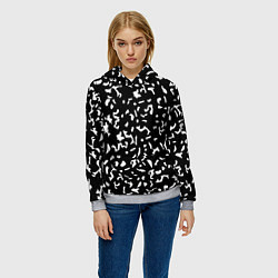 Толстовка-худи женская Черный камуфляж, цвет: 3D-меланж — фото 2