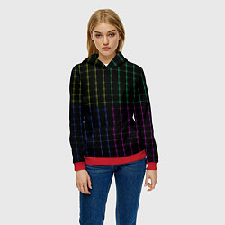 Толстовка-худи женская Color black multicolored stripes, цвет: 3D-красный — фото 2
