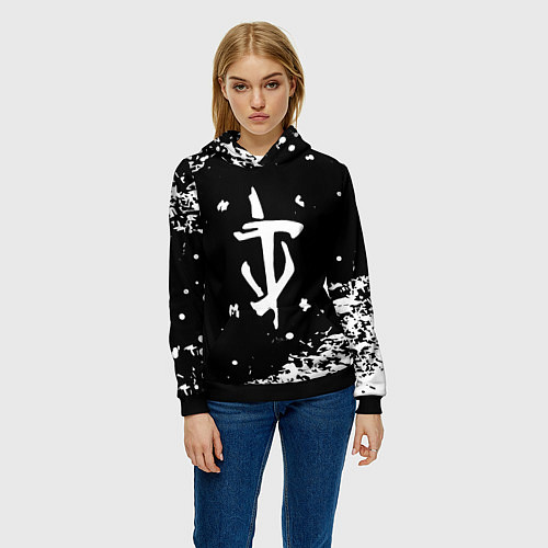 Женская толстовка Doom белый всплеск красок / 3D-Черный – фото 3