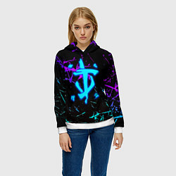 Толстовка-худи женская Doom неоновые штрихи, цвет: 3D-белый — фото 2