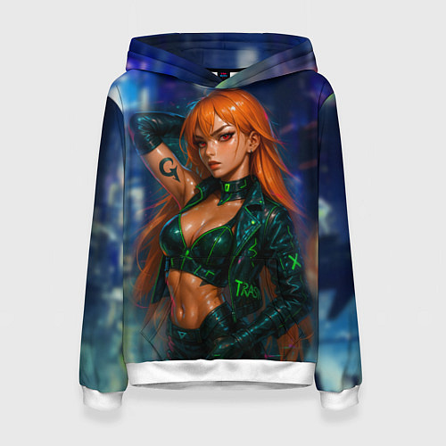 Женская толстовка Нами киберпанк реализм / 3D-Белый – фото 1