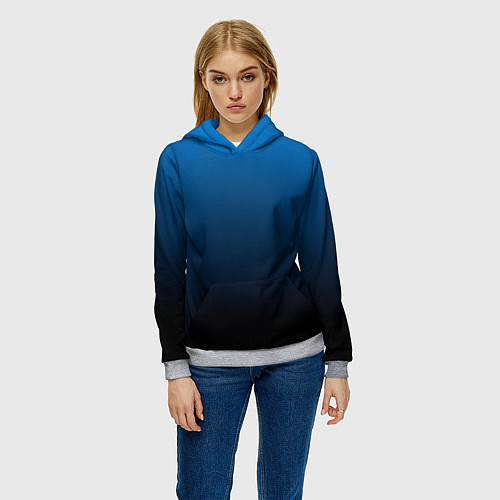 Женская толстовка Blue gradient / 3D-Меланж – фото 3
