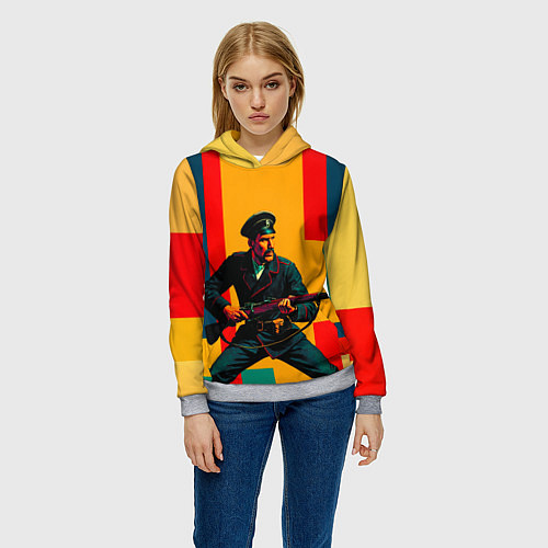Женская толстовка Белогвардеец поп-арт / 3D-Меланж – фото 3