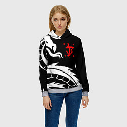 Толстовка-худи женская Doom dragon steel, цвет: 3D-меланж — фото 2