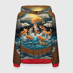 Женская толстовка Большие золотистые рыбы выпрыгивают из воды