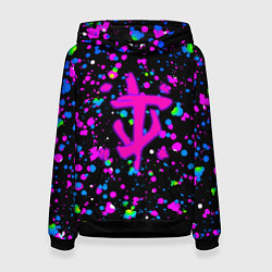 Толстовка-худи женская Doom цветные краски, цвет: 3D-черный