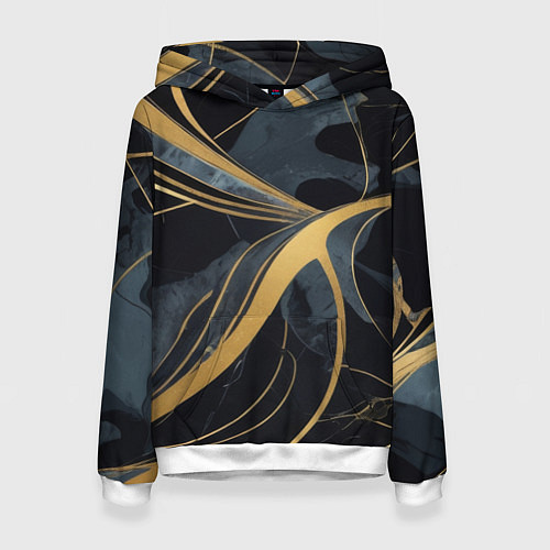 Женская толстовка Мраморный узор с золотыми полосками / 3D-Белый – фото 1