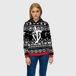 Толстовка-худи женская Doom x elders scrolls pattern, цвет: 3D-красный — фото 2