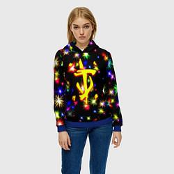 Толстовка-худи женская Doom новогодние искры, цвет: 3D-синий — фото 2