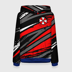 Толстовка-худи женская Umbrella - red lines, цвет: 3D-синий
