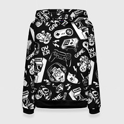 Толстовка-худи женская Retro gamer pattern, цвет: 3D-черный