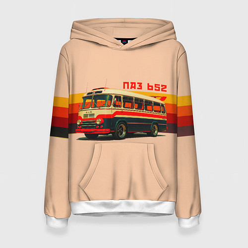 Женская толстовка ПАЗ 652 ретро автобус поп-арт / 3D-Белый – фото 1