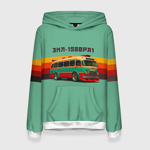 Женская толстовка Ретро автобус ЗИЛ 158ВРА1 поп-арт / 3D-Белый – фото 1