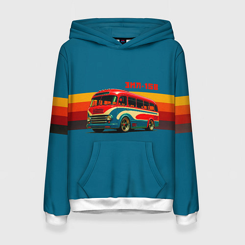 Женская толстовка Ретро автобус ЗИЛ 156 поп-арт / 3D-Белый – фото 1