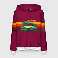 Толстовка-худи женская Ретро автобус КАВЗ-685 поп-арт, цвет: 3D-белый