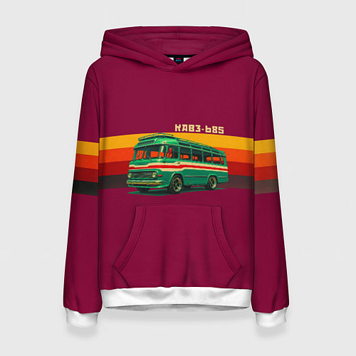 Женская толстовка Ретро автобус КАВЗ-685 поп-арт / 3D-Белый – фото 1