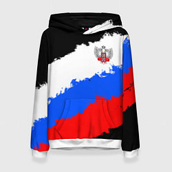 Толстовка-худи женская Федерация бокса России - триколор, цвет: 3D-белый