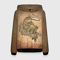Толстовка-худи женская Лягушка с трубкой, цвет: 3D-черный