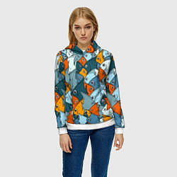 Толстовка-худи женская Много рыб, цвет: 3D-белый — фото 2