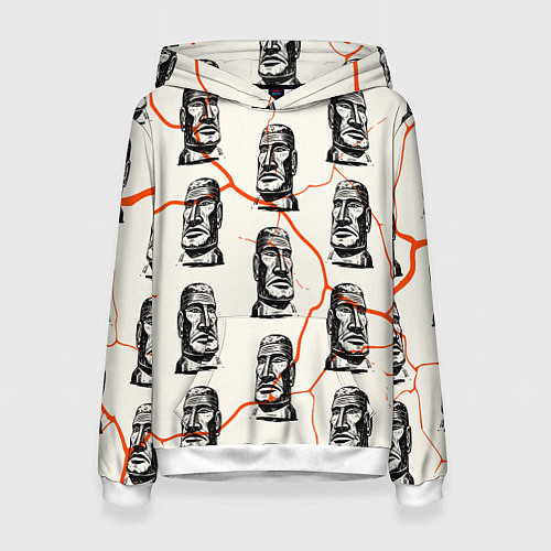 Женская толстовка Статуи моаи / 3D-Белый – фото 1