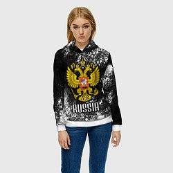 Толстовка-худи женская Герб России, цвет: 3D-белый — фото 2