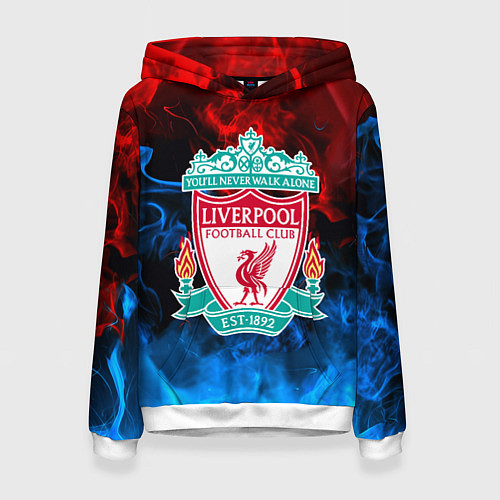 Женская толстовка Liverpool огненный дым текстура / 3D-Белый – фото 1